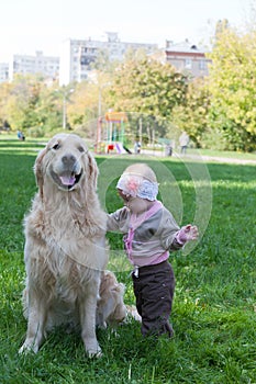 Little girl and dog