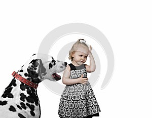 Little Girl and Dog Dalmatian