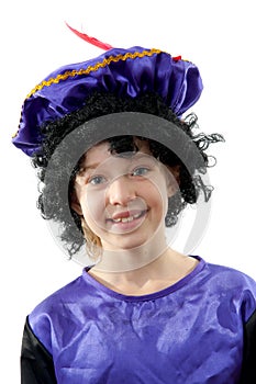 Little girl dressed as black pete