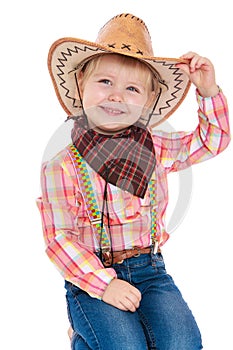 little girl dressed as a cowboy