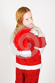 Little girl dressed as santa