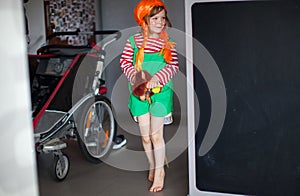 Little girl dressed up as Pippi Longstocking