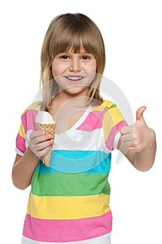 Little girl eating ice cream