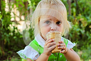 Little girl eating ice cream