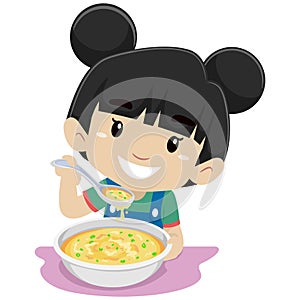 Little Girl Eating Soup