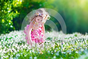 Little girl at egg hunt