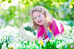 Little girl at egg hunt