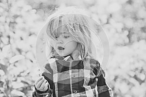 Little girl face portrait in your advertisnent. Freedom, activity, discovery photo