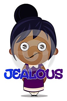 Little girl is feeling jealous, illustration, vector