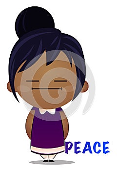 Little girl is feeling peaceful, illustration, vector