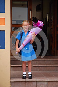 Little girl on first school day
