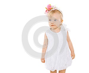 Little girl with floral wreath on head