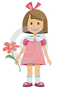 Little girl with a flower - vector illustration