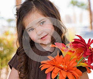 Little girl with flowers