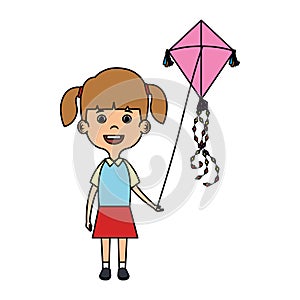 Little girl flying kite