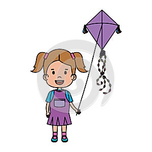 Little girl flying kite