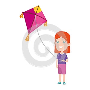 Little girl flying kite