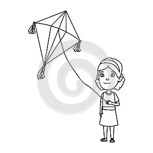 Little girl flying kite