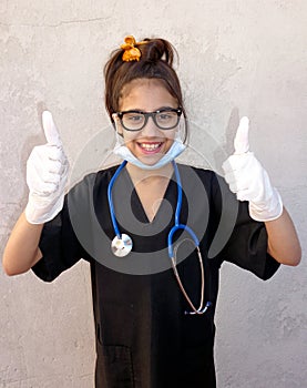 Little girl, future medical, professional,