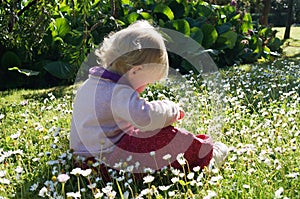 Little girl in garden, Bracciano, Rome