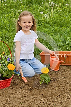 Little girl gardening