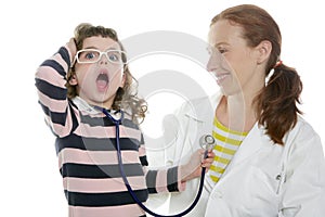 Little girl gesture pretending doctor photo