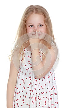 Little girl gesture quietly