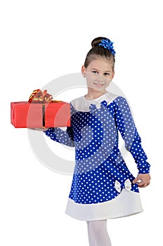 Little girl with a gift in their hands