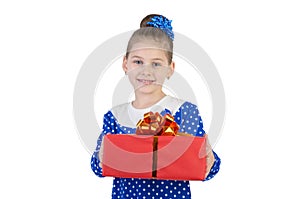 Little girl with a gift in their hands