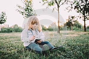 A little girl on the grass