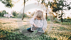 A little girl on the grass