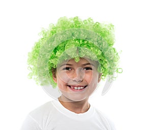 little girl in green wig