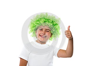 little girl in green wig