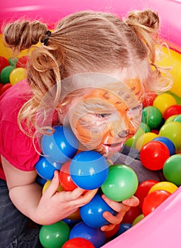 Little girl with group ball.