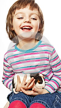 Little girl with guinea pig