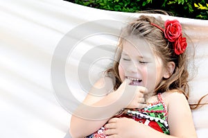 Little girl in hammock