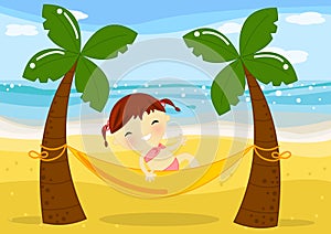 Little girl on hammock in palm beach