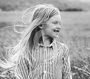 Little Girl Happiness Smiling Nature Outdoors Concept