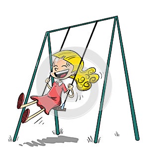 Little girl having fun in a swing