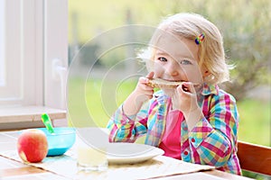 Little girl having healthy breakfast