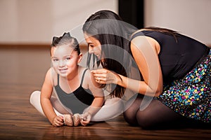 Little girl and her dance teacher