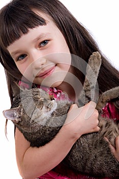 Little girl with her pet