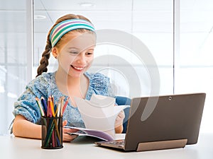 Little girl and her tablet