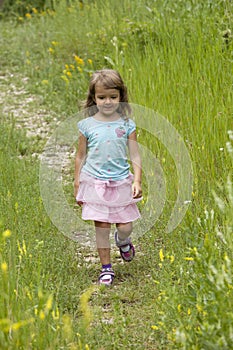 Little girl hiking