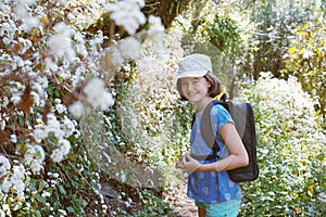 Little girl hiking