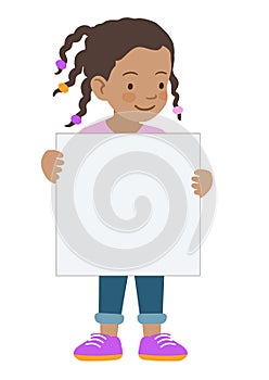 Little girl holding blank sign template