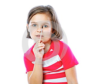 Little girl holding a brush for painting, artist,