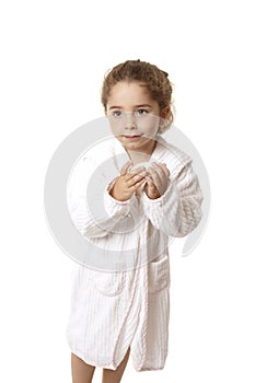 Little girl holding soap