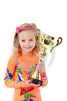 Little girl holding sport cup