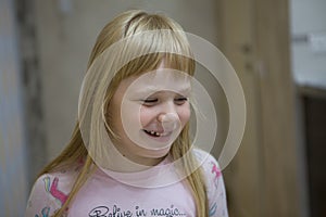 Little girl at home smiling
